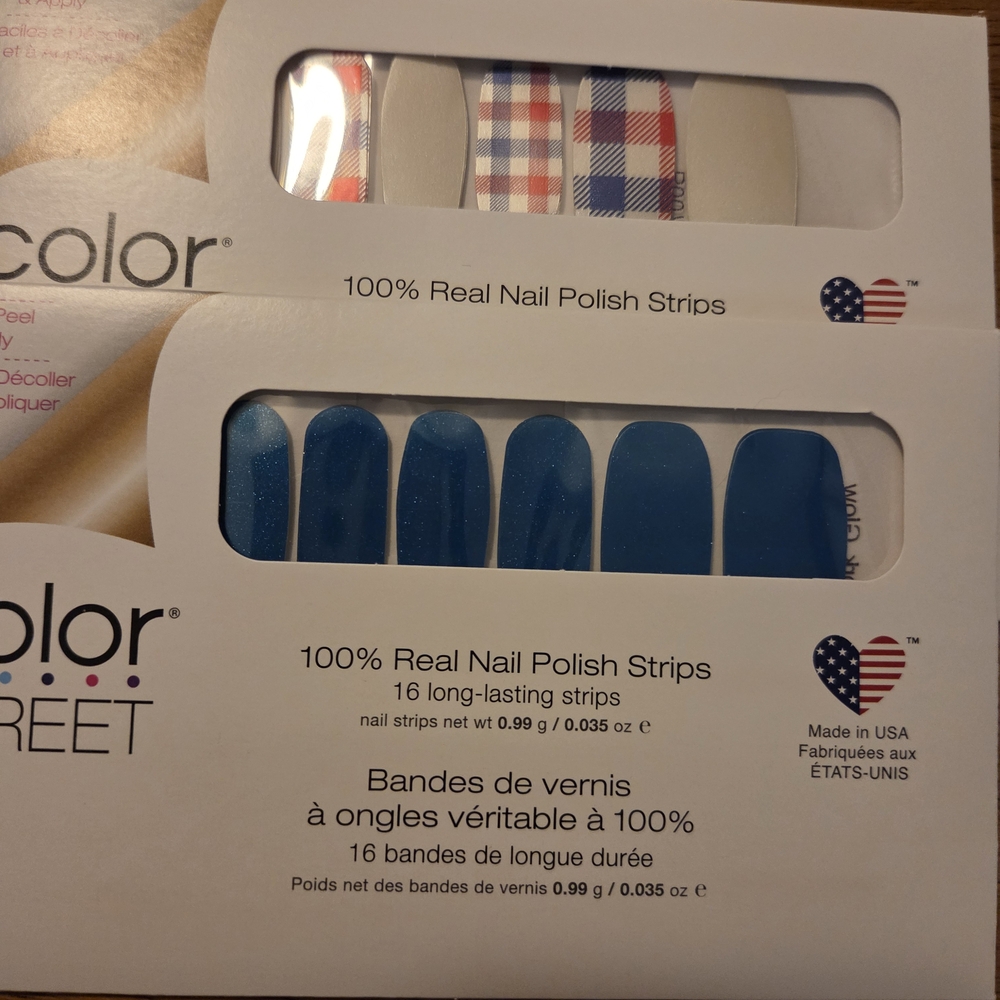 Color Street Blue and Plaid Nail Strips (6 Sets)